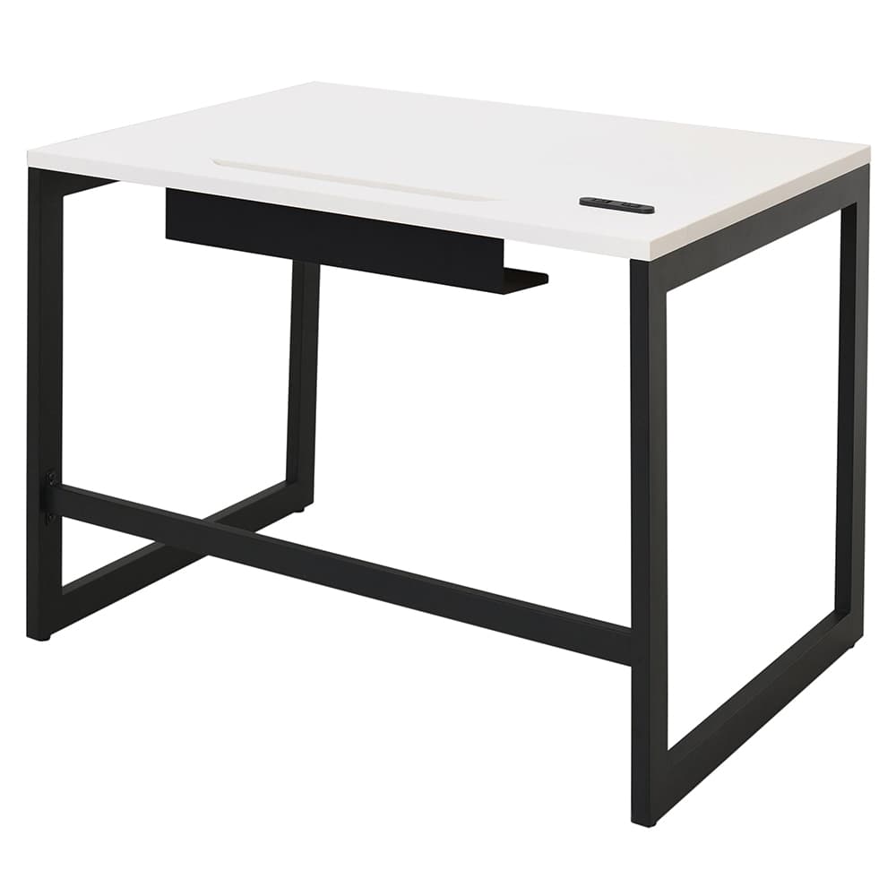 【法人様限定】送料無料 リスム デスク W1000×D700 ホワイト×ブラック脚 2ヶ口コンセント付き RFFLD-1070WH-BL - 画像 (3)
