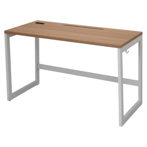 【法人様限定】送料無料 リスム デスク W1200×D600 ウォルナット×ホワイト脚 2ヶ口コンセント付き RFFLD-1260DM-WL