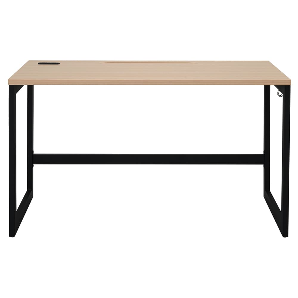 【法人様限定】送料無料 リスム デスク W1200×D600 ナチュラル×ブラック脚 2ヶ口コンセント付き RFFLD-1260NA-BL - 画像 (3)