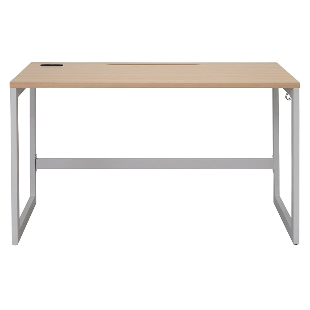 【法人様限定】送料無料 リスム デスク W1200×D600 ナチュラル×ホワイト脚 2ヶ口コンセント付き RFFLD-1260NA-WL - 画像 (3)