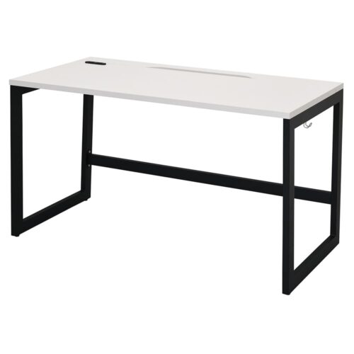 【法人様限定】送料無料 リスム デスク W1200×D600 ホワイト×ブラック脚 2ヶ口コンセント付き RFFLD-1260WH-BL