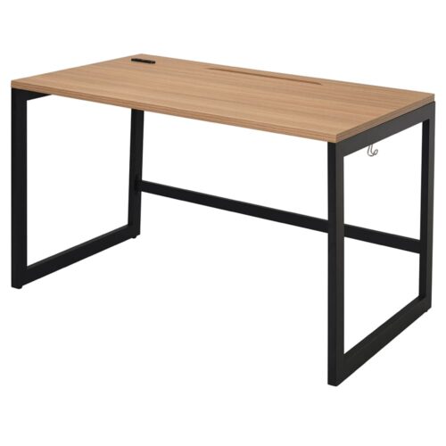 【法人様限定】送料無料 リスム デスク W1200×D700 ウォルナット×ブラック脚 2ヶ口コンセント付き RFFLD-1270DM-BL