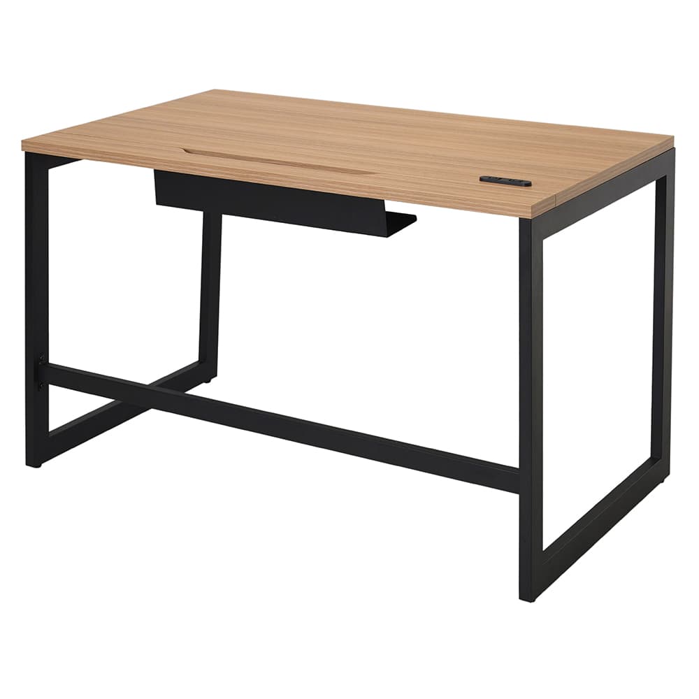 【法人様限定】送料無料 リスム デスク W1200×D700 ウォルナット×ブラック脚 2ヶ口コンセント付き RFFLD-1270DM-BL - 画像 (2)