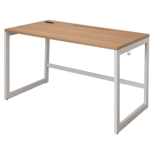 【法人様限定】送料無料 リスム デスク W1200×D700 ウォルナット×ホワイト脚 2ヶ口コンセント付き RFFLD-1270DM-WL