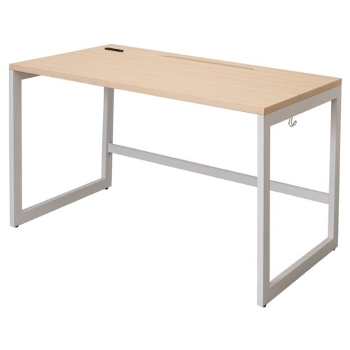 【法人様限定】送料無料 リスム デスク W1200×D700 ナチュラル×ホワイト脚 2ヶ口コンセント付き RFFLD-1270NA-WL