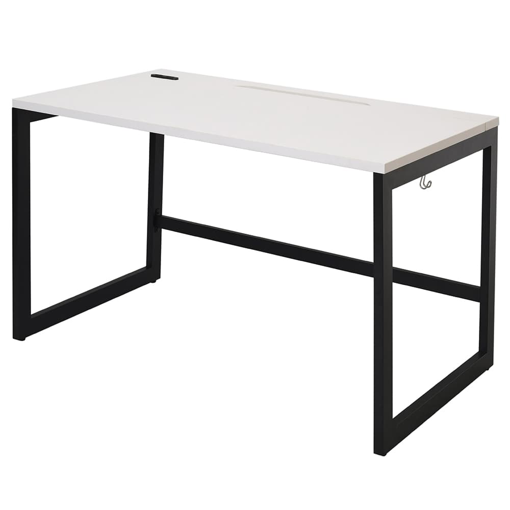 【法人様限定】送料無料 リスム デスク W1200×D700 ホワイト×ブラック脚 2ヶ口コンセント付き RFFLD-1270WH-BL