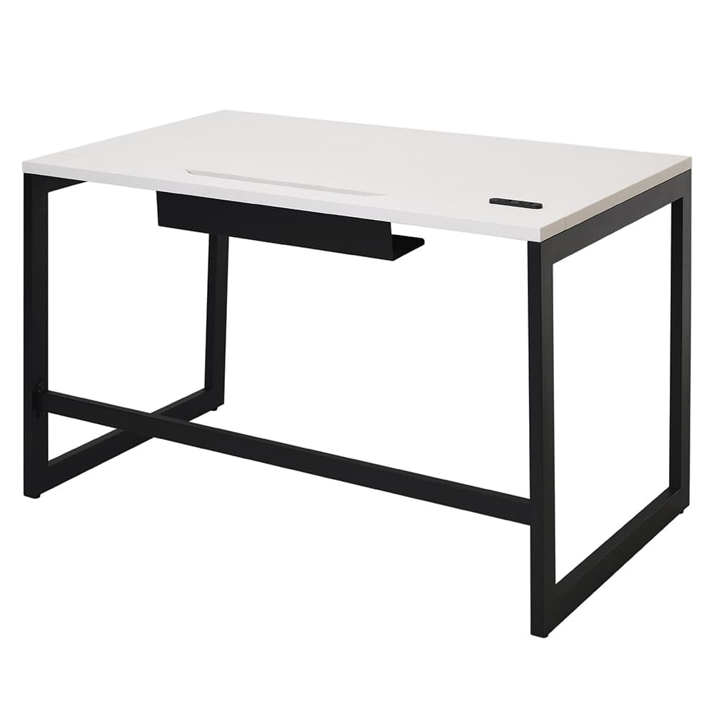 【法人様限定】送料無料 リスム デスク W1200×D700 ホワイト×ブラック脚 2ヶ口コンセント付き RFFLD-1270WH-BL - 画像 (2)
