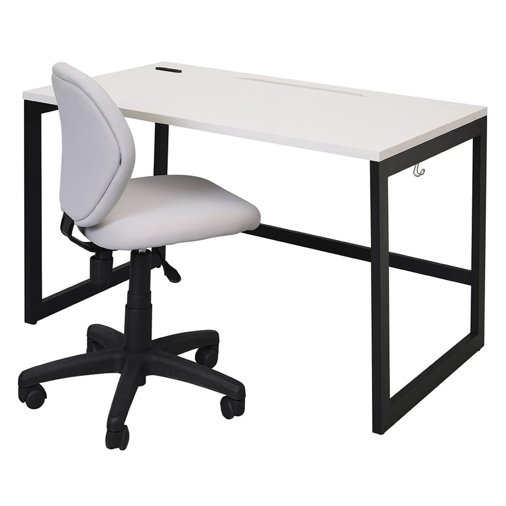 【法人様限定】送料無料 リスム デスク W1200×D700 ホワイト×ブラック脚 2ヶ口コンセント付き RFFLD-1270WH-BL - 画像 (4)