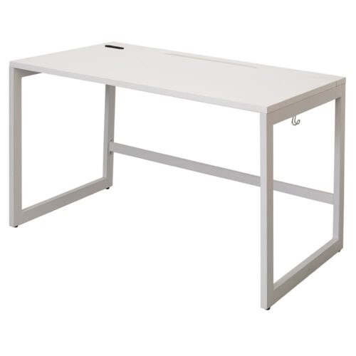 【法人様限定】送料無料 リスム デスク W1200×D700 ホワイト×ホワイト脚 2ヶ口コンセント付き RFFLD-1270WH-WL