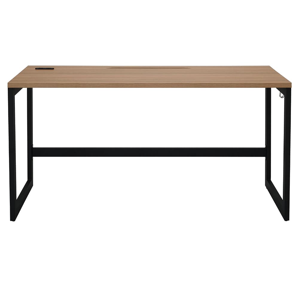 【法人様限定】送料無料 リスム デスク W1400×D600 ウォルナット×ブラック脚 2ヶ口コンセント付き RFFLD-1460DM-BL - 画像 (3)