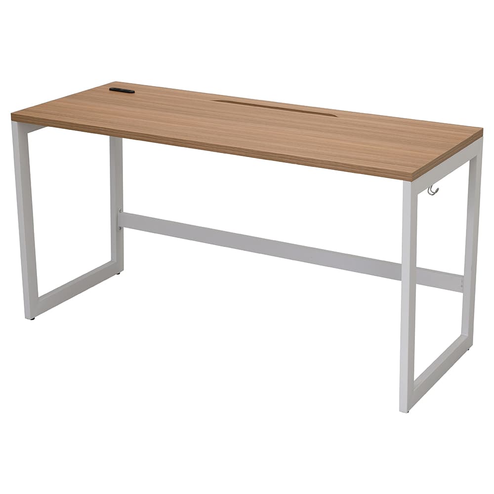 【法人様限定】送料無料 リスム デスク W1400×D600 ウォルナット×ホワイト脚 2ヶ口コンセント付き RFFLD-1460DM-WL