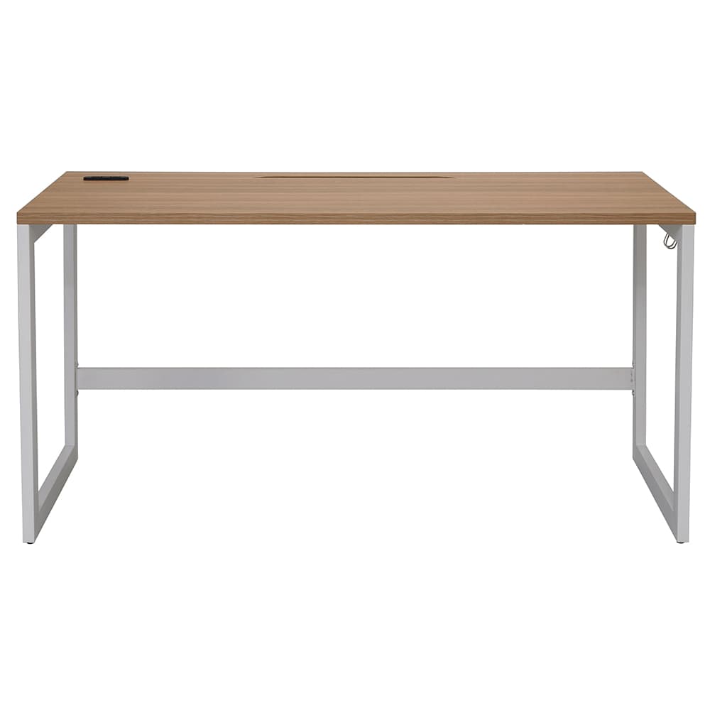 【法人様限定】送料無料 リスム デスク W1400×D600 ウォルナット×ホワイト脚 2ヶ口コンセント付き RFFLD-1460DM-WL - 画像 (3)