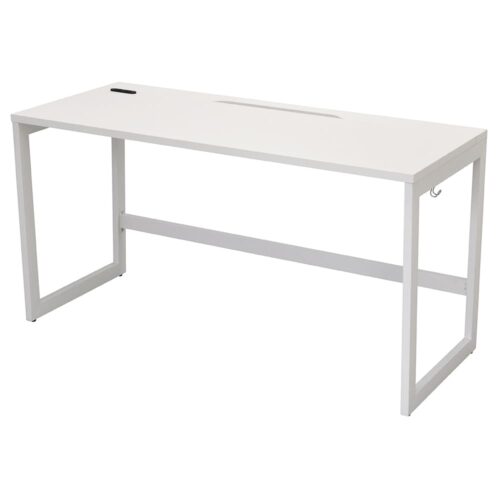 【法人様限定】送料無料 リスム デスク W1400×D600 ホワイト×ホワイト脚 2ヶ口コンセント付き RFFLD-1460WH-WL