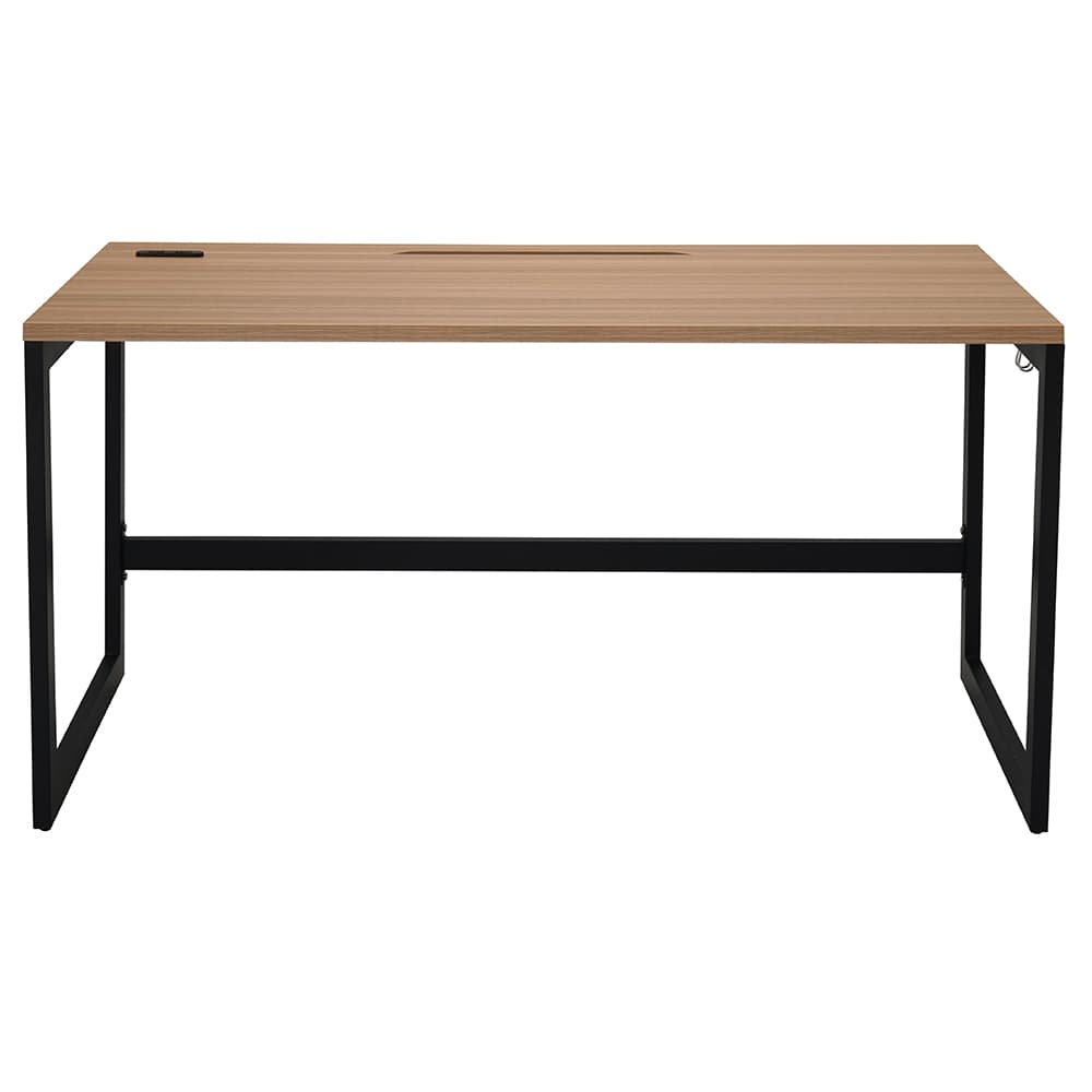 【法人様限定】送料無料 リスム デスク W1400×D700 ウォルナット×ブラック脚 2ヶ口コンセント付き RFFLD-1470DM-BL - 画像 (3)