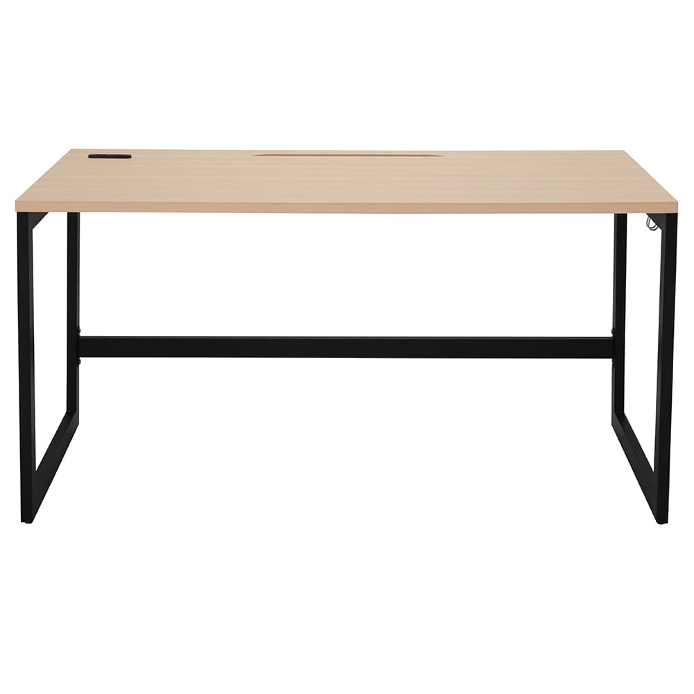 【法人様限定】送料無料 リスム デスク W1400×D700 ナチュラル×ブラック脚 2ヶ口コンセント付き RFFLD-1470NA-BL - 画像 (3)