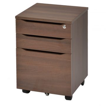 【法人様限定】送料無料 [ユピタシリーズ] RF木製デスク3段キャビネット ダーク RFWD-CA-3DB