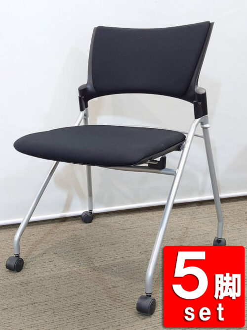 【送料無料 地域限定】5脚セット イトーキ マノス 会議チェア ミーティングチェア スタッキングチェア ネスティングチェア ネスタブルチェア スタックチェア 平行スタックチェア【中古オフィス家具】【中古】