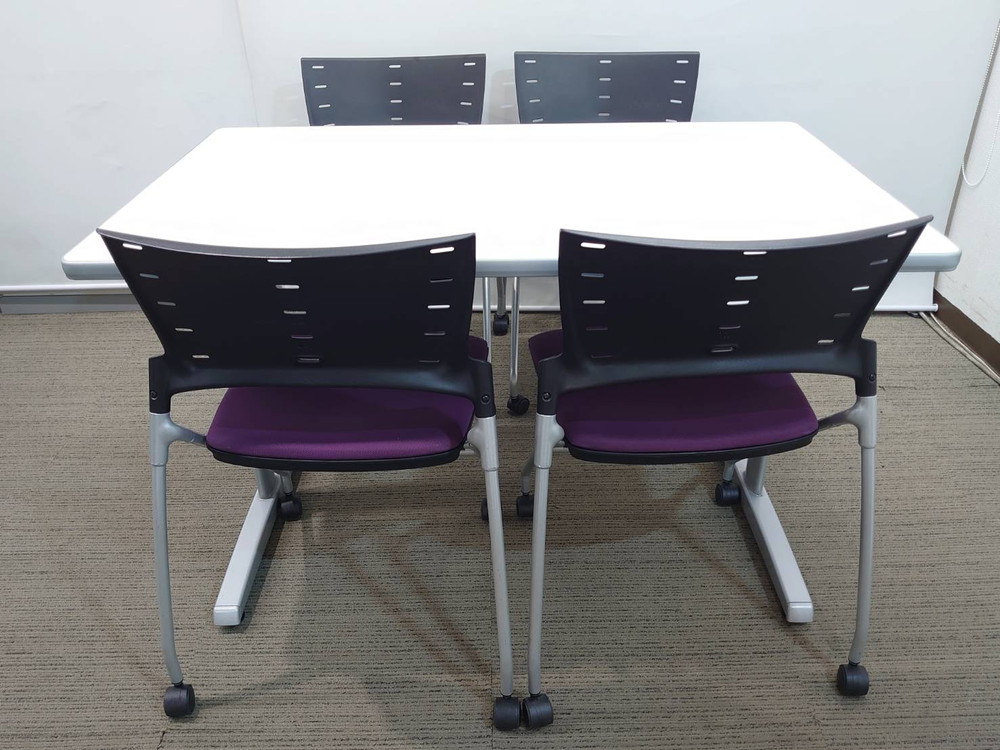 会議テーブル 会議用テーブル ミーティングテーブル 会議机 オカムラ W1200×D750×H700 ミーティングセット テーブル・チェアセット 会議チェア ミーティングチェア 会議イス イトーキ マノス 国産 【中古オフィス家具】【中古】 - 画像 (4)