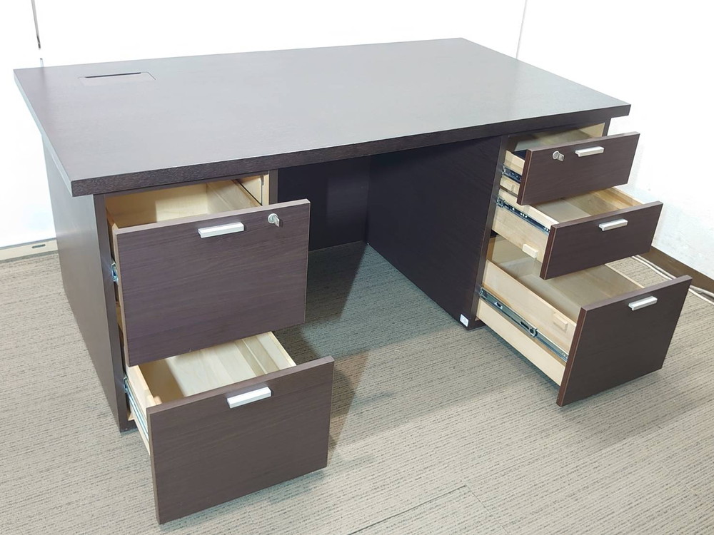 コクヨ 両袖机 両袖デスク 役員デスク 高級デスク 木製デスク 役員用デスク 役員机 社長机 役員用家具 オフィスデスク マネジメントデスク エグゼクティブデスク 社長室 役員室【中古オフィス家具】【中古】 - 画像 (6)