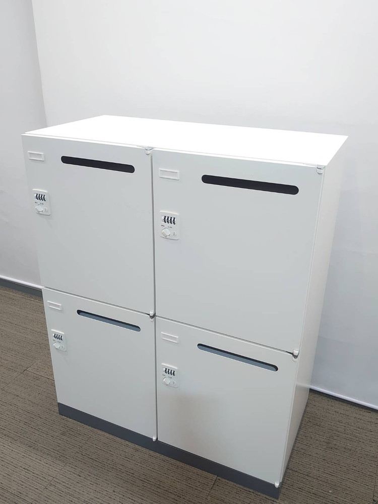 【在庫100台あり】SEIKO 生興 4名用 投函口付 メール穴付 パーソナルロッカー ホワイト色 ダイヤル錠 貴重品ロッカー メールロッカー モバイルロッカー 更衣ロッカー 2列2段 W900 D450 H1110 RW45-410P-D 4名用 4人用【中古オフィス家具】 - 画像 (6)