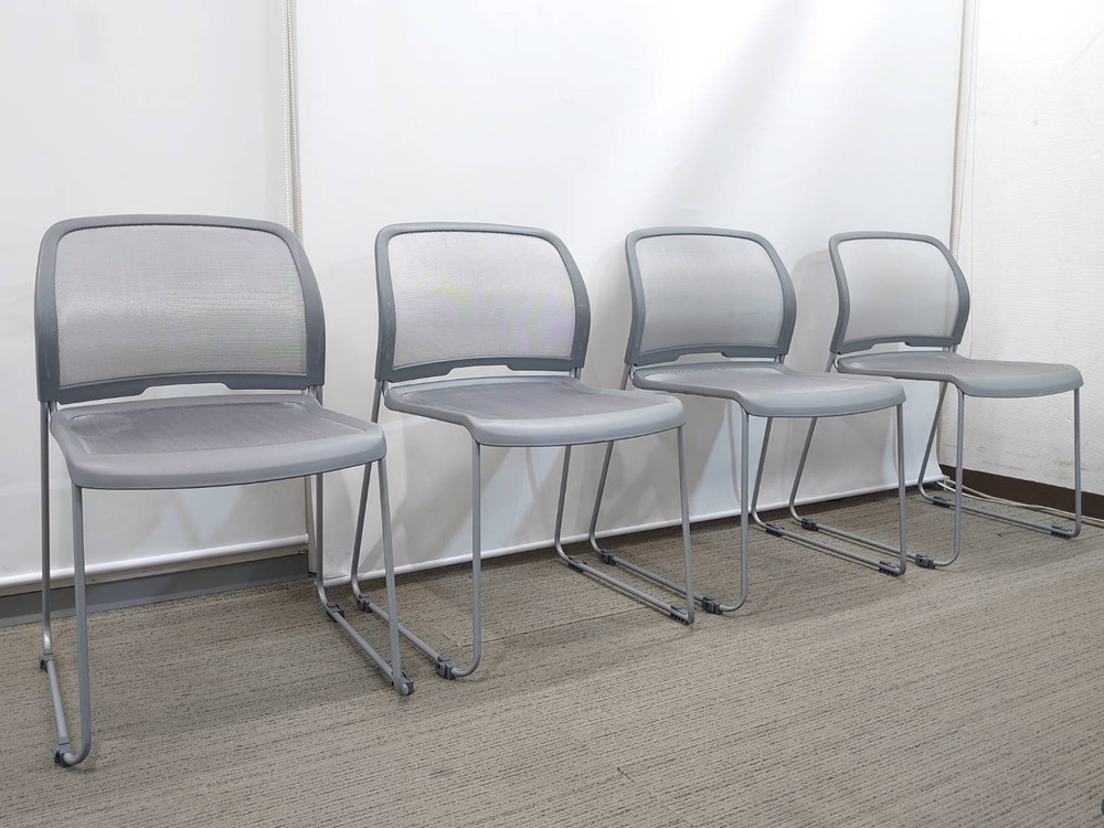 【在庫100脚以上有】 【送料無料 東京地区限定】 38脚セット サンケイ ミーティングチェア 会議チェア スタッキングチェア スタックチェア メッシュチェア 会議用チェア 会議椅子 ミーティング用チェア 会議用椅子 会議イス 多目的チェア 積み重ね可 国産 【中古オフィス家具】【中古】 - 画像 (2)