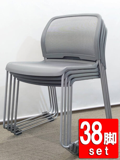 【在庫100脚以上有】 【送料無料 東京地区限定】 38脚セット サンケイ ミーティングチェア 会議チェア スタッキングチェア スタックチェア メッシュチェア 会議用チェア 会議椅子 ミーティング用チェア 会議用椅子 会議イス 多目的チェア 積み重ね可 国産 【中古オフィス家具】【中古】