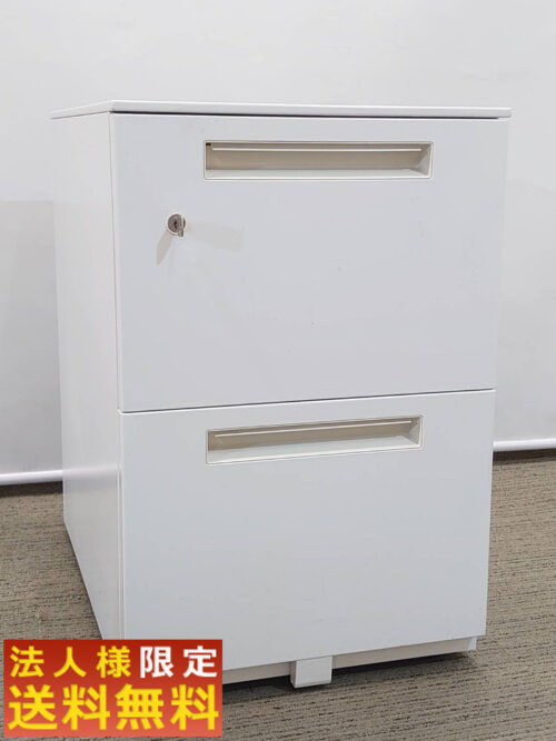 【法人限定送料無料】イナバ ワゴン デスクワゴン 事務ワゴン サイドワゴン キャスターワゴン 2段 袖机 脇机 WAGON スチールワゴン 【中古オフィス家具】【中古】