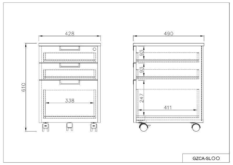 【法人様限定】送料無料 スチール脚デスク インサイドワゴン ナチュラル GZCA-SLNA - 画像 (5)