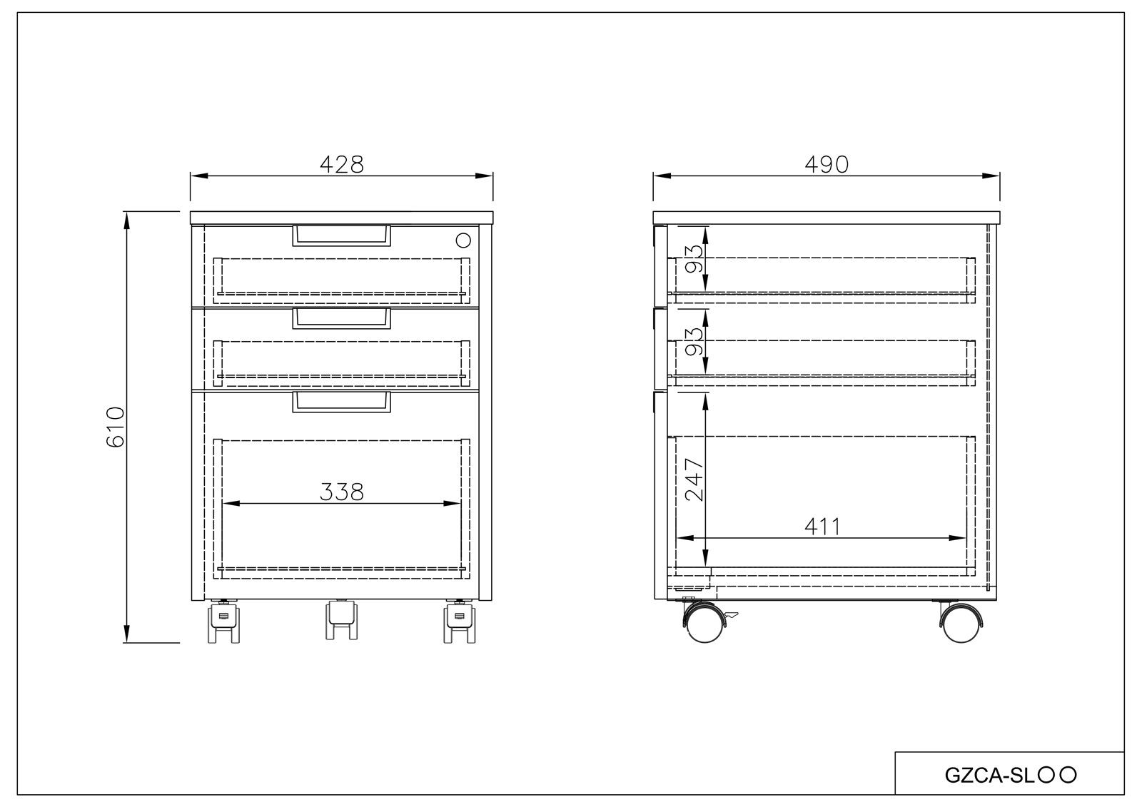 【法人様限定】送料無料 スチール脚デスク インサイドワゴン ホワイト GZCA-SLWH - 画像 (6)