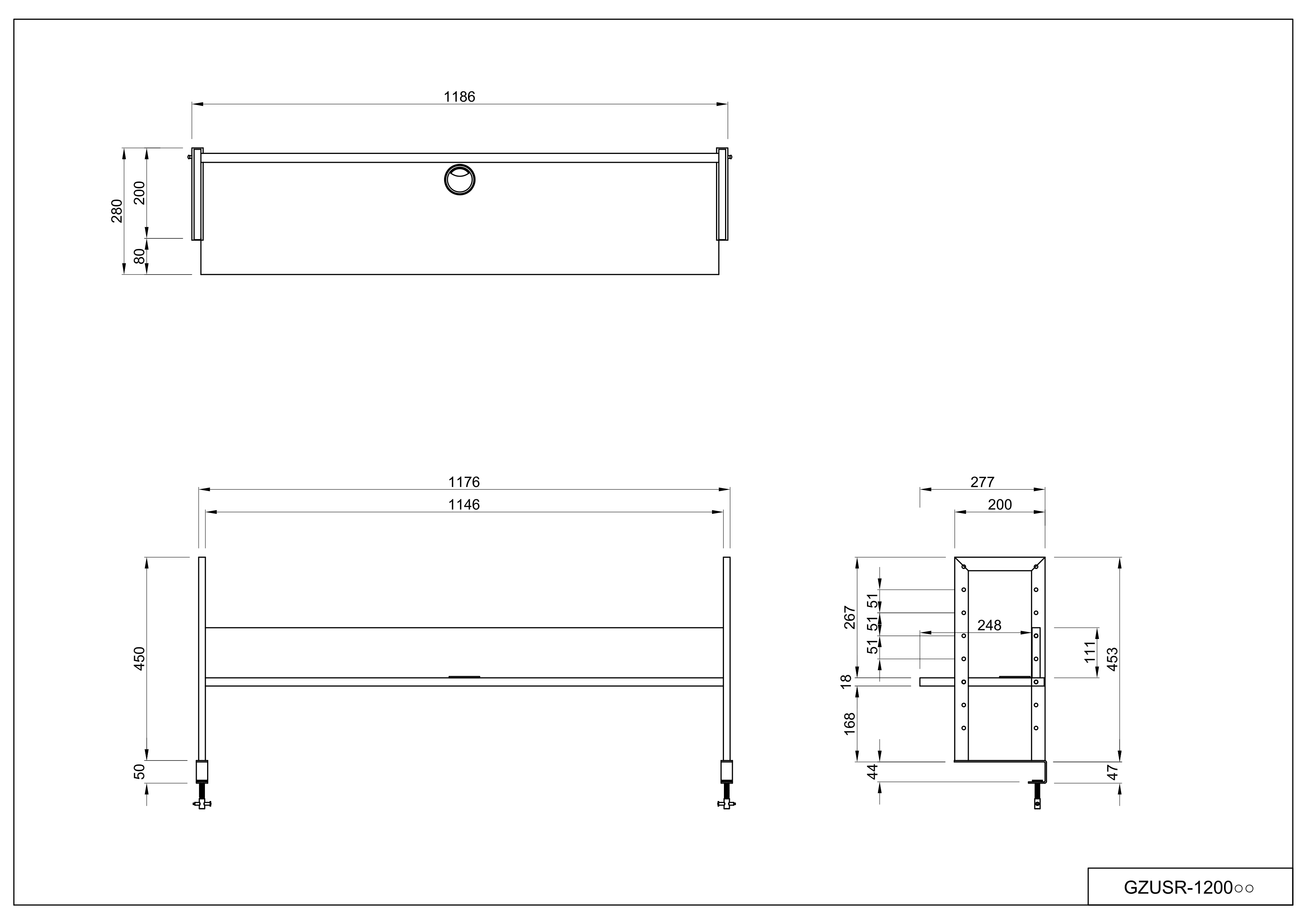 【法人様限定】送料無料 ワーキングデスク上置棚 W1200 ウォルナット GZUSR-1200DM - 画像 (5)