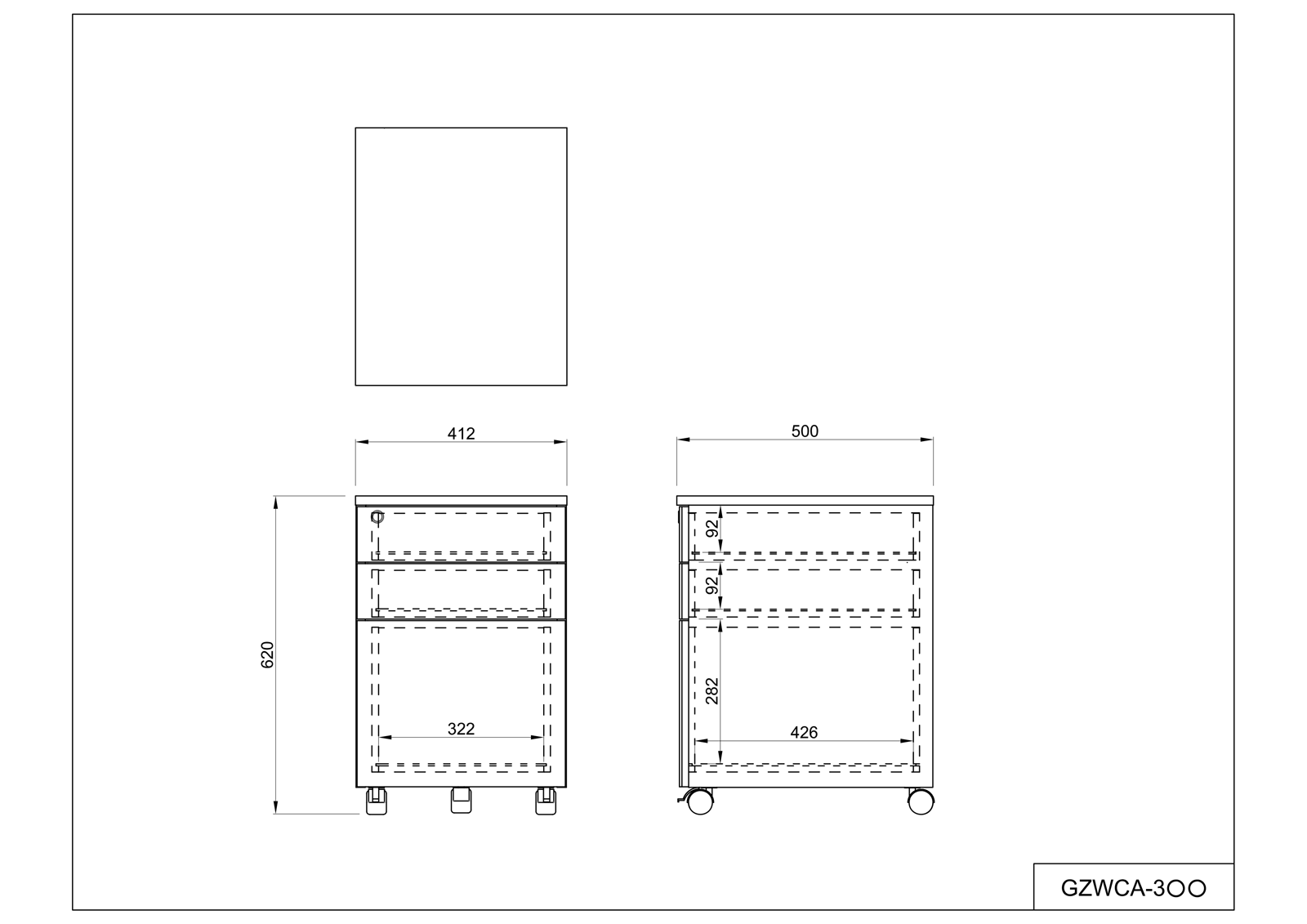 【法人様限定】送料無料 ワーキングデスク3段ワゴン ウォルナット GZWCA-3DM - 画像 (4)