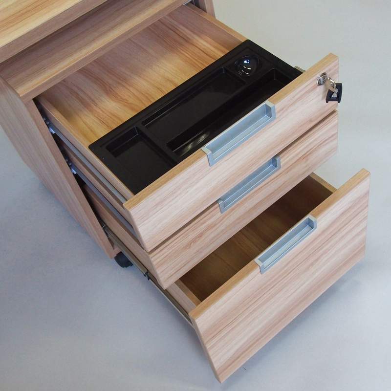 【法人様限定】送料無料 スチール脚デスク インサイドワゴン ナチュラル GZCA-SLNA - 画像 (7)