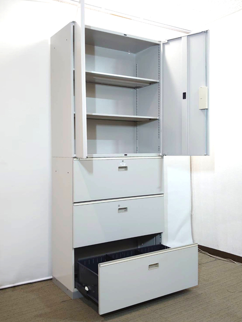 【美品】【格安】イトーキ シンライン 上下書庫 両開き書庫 ラテラル書庫 収納庫 保管庫【中古オフィス家具】 - 画像 (2)
