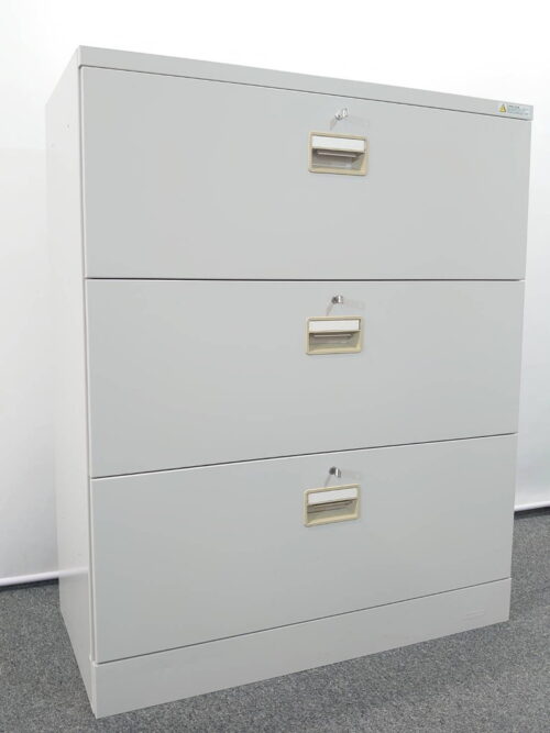 ラテラル書庫 オカムラ 42 書庫 3段 ローキャビネット ラテラル ラテラルキャビネット 3段書庫 保管庫 キャビネット 収納庫 スチールキャビネット 本棚 書棚 4273ZL Z13 鍵付き書庫 カギ付き書庫 各段 シリンダー錠 グレー色 スチール書庫 収納棚 保管棚 書類整理 書類入れ ファイルキャビネット okamura 国産 【中古オフィス家具】【中古】