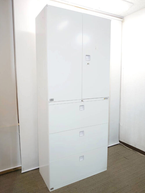 【格安】ユニット書庫 上下書庫 両開き書庫 ラテラル書庫 オカムラ レクトライン ニューグレー色