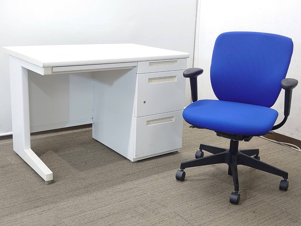 【送料無料 地域限定】【美品】4台セット イナバ プラオ 4人用 オフィスデスクセット 片袖机 椅子 オフィスデスク オフィスチェア【中古オフィス家具】【中古】 - 画像 (4)