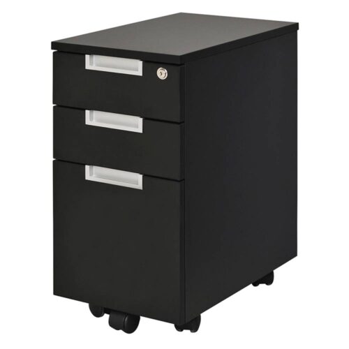 【法人様限定】送料無料 スチール脚デスク スリムワゴン ブラック GZCA-SL315BK