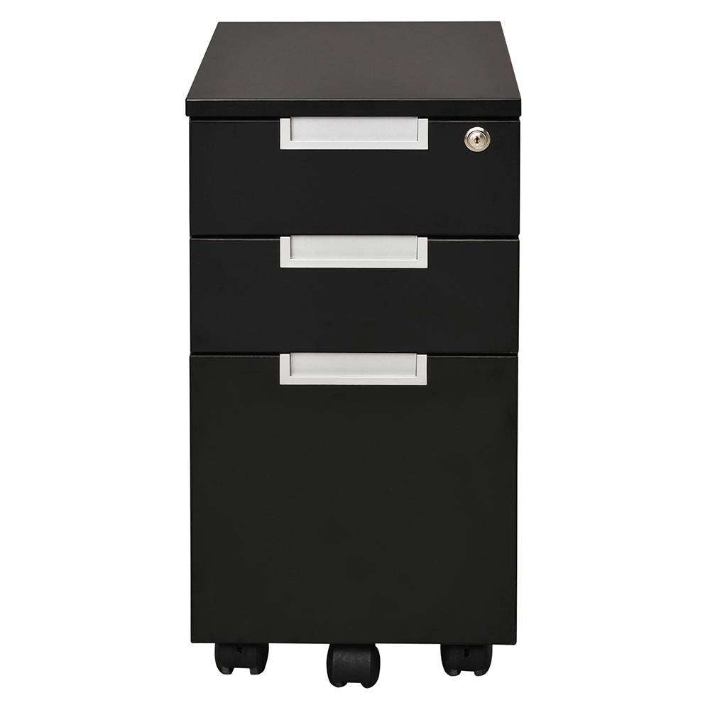 【法人様限定】送料無料 スチール脚デスク スリムワゴン ブラック GZCA-SL315BK - 画像 (2)