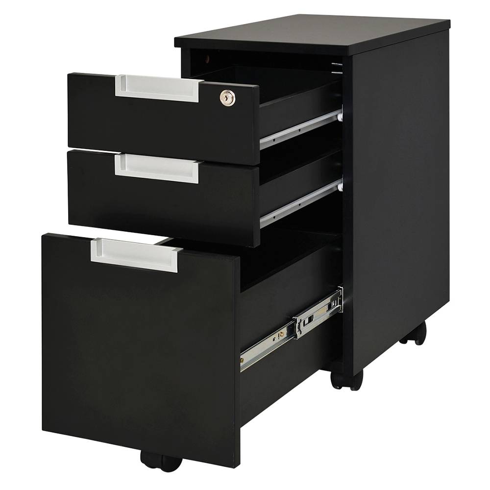 【法人様限定】送料無料 スチール脚デスク スリムワゴン ブラック GZCA-SL315BK - 画像 (3)