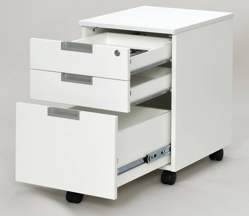 【法人様限定】送料無料 スチール脚デスク インサイドワゴン ホワイト GZCA-SLWH - 画像 (4)