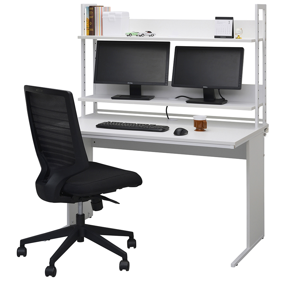 【法人様限定】送料無料 ワーキングデスク上置ハイシェルフW1200 ホワイト GZUSRH-1200WH - 画像 (4)