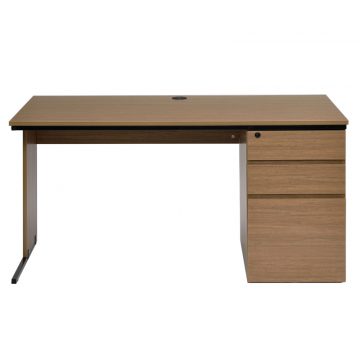 【法人様限定】送料無料 ワーキングデスク 片袖 W1400xD700 ウォルナット GZWC-1470DM - 画像 (2)