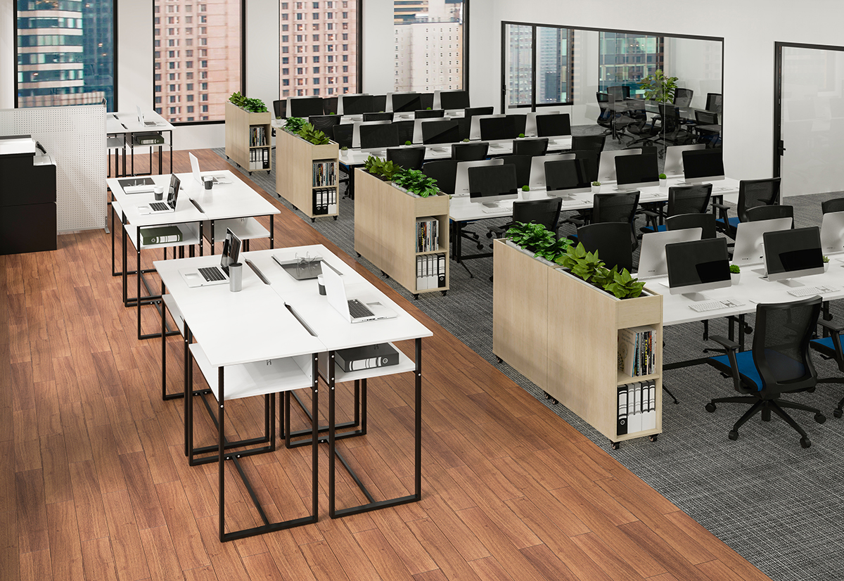 【法人様限定】送料無料 ハイデスク W1000xD600 ホワイト RFHD-1060WH - 画像 (5)