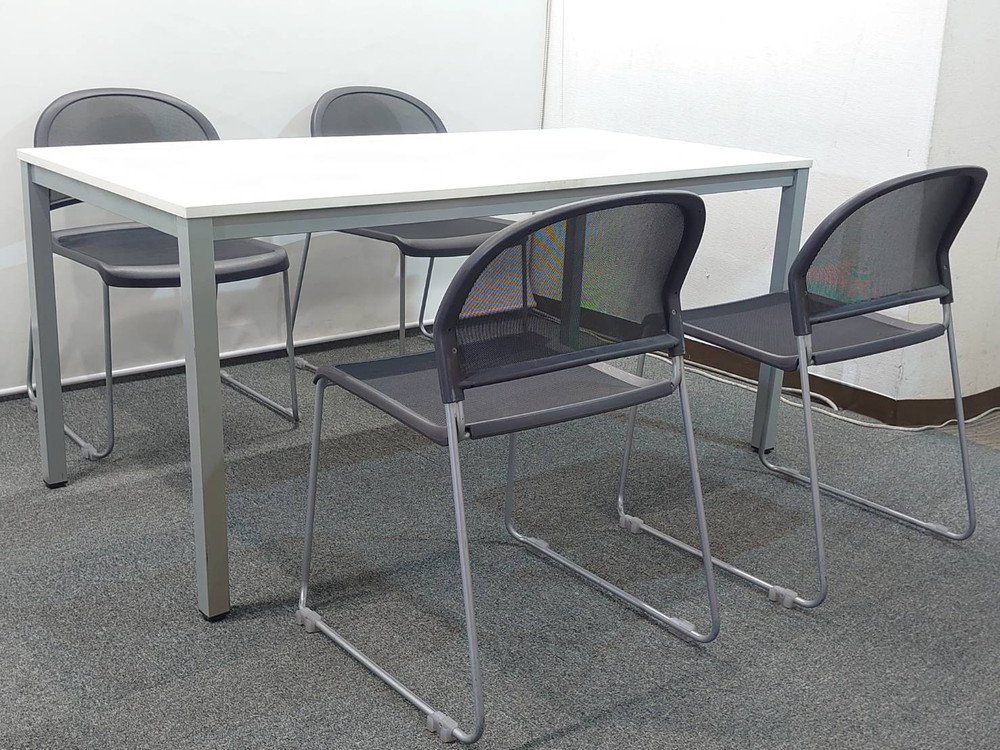 会議テーブル 会議用テーブル ミーティングテーブル ミーティングセット テーブル3色あり 会議チェア ネスタブルチェア 平行スタックチェア 有料オプションあり アクリル板 飛沫感染予防パネル 【中古オフィス家具】【中古】 - 画像 (3)