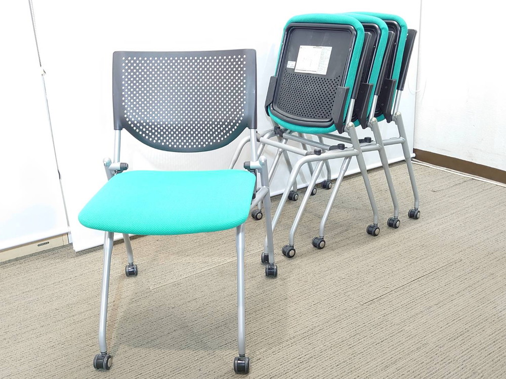 会議テーブル 会議用テーブル ミーティングテーブル ミーティングセット テーブル3色あり 会議チェア ネスタブルチェア 平行スタックチェア 有料オプションあり アクリル板 飛沫感染予防パネル 【中古オフィス家具】【中古】 - 画像 (10)