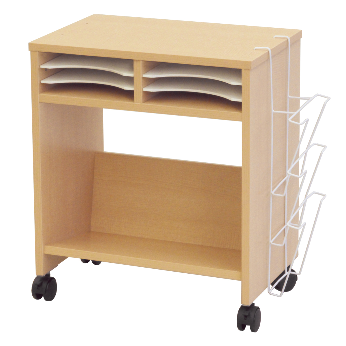 【法人様限定】送料無料 ノルム 木製収納ワゴン ロー 傾斜棚付 ナチュラル SHTKWG2-NA