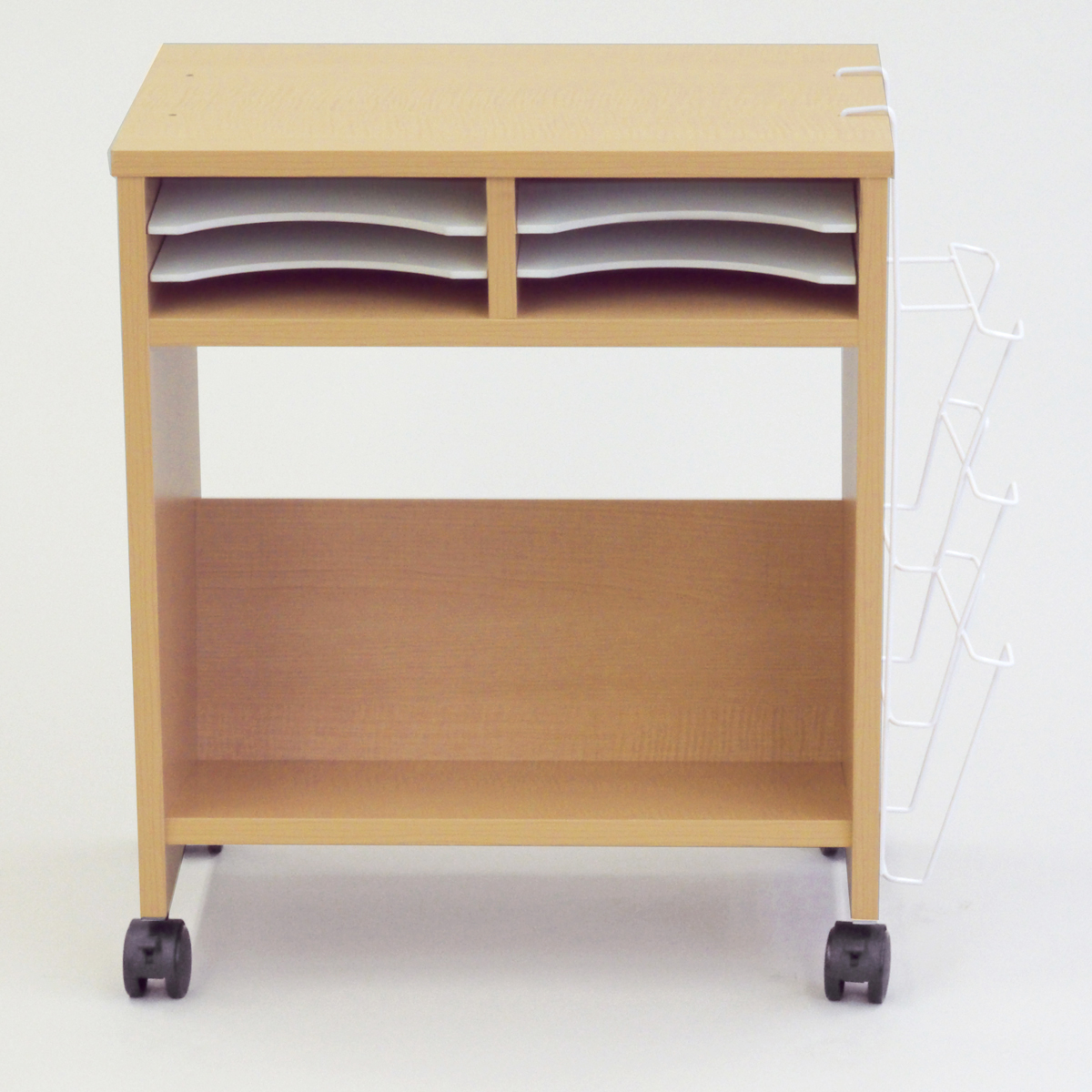 【法人様限定】送料無料 ノルム 木製収納ワゴン ロー 傾斜棚付 ナチュラル SHTKWG2-NA - 画像 (2)