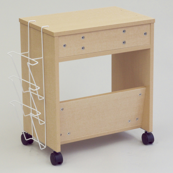 【法人様限定】送料無料 ノルム 木製収納ワゴン ロー 傾斜棚付 ナチュラル SHTKWG2-NA - 画像 (3)