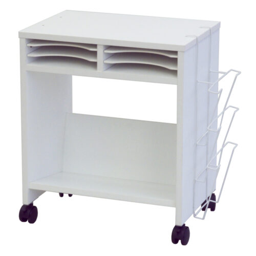 【法人様限定】送料無料 ノルム木製収納ワゴン ロー 傾斜棚付 ホワイト SHTKWG2-WH