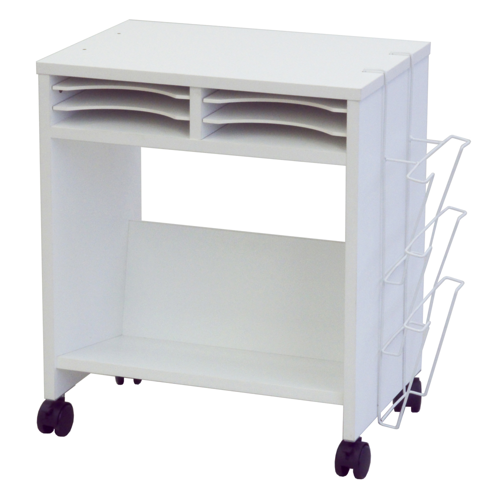 【法人様限定】送料無料 ノルム木製収納ワゴン ロー 傾斜棚付 ホワイト SHTKWG2-WH